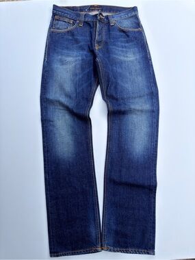 ⁠NWOT Nudie Jeans Co Italian Organic Indigo Blue Denim Jeans W32 L34